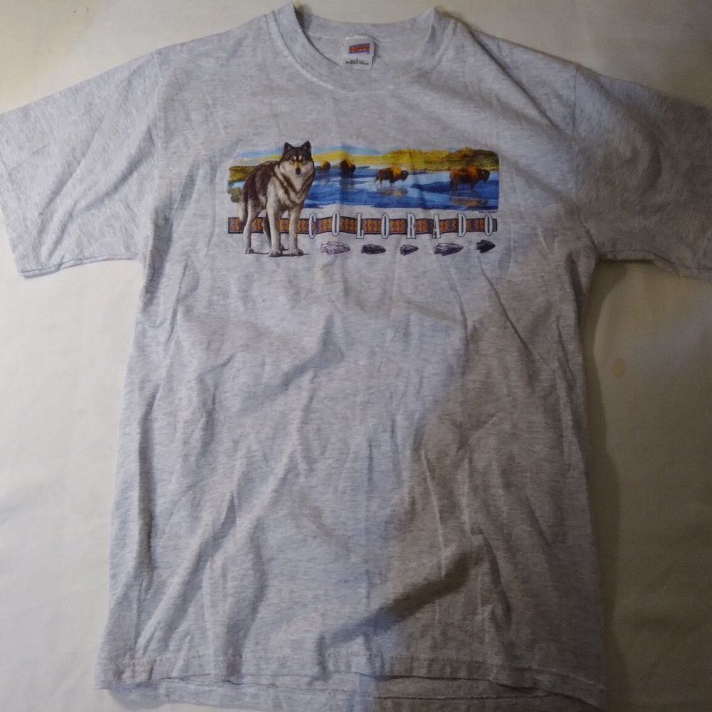 Vintage Colorado Wolf Buffalo Landscape T-Shirt